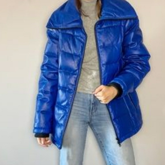 *green* Leather down filled puffer jacket - Picture 6 of 6